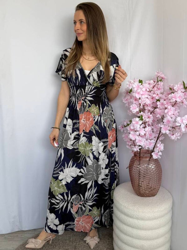 Jurk: Maxi Tropisch Blauw