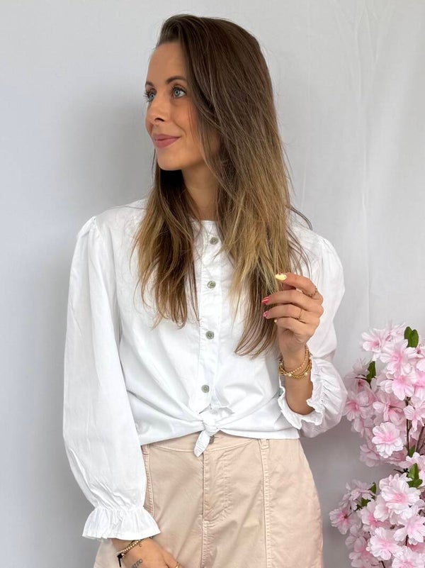 Blouse: Pofmouw Wit