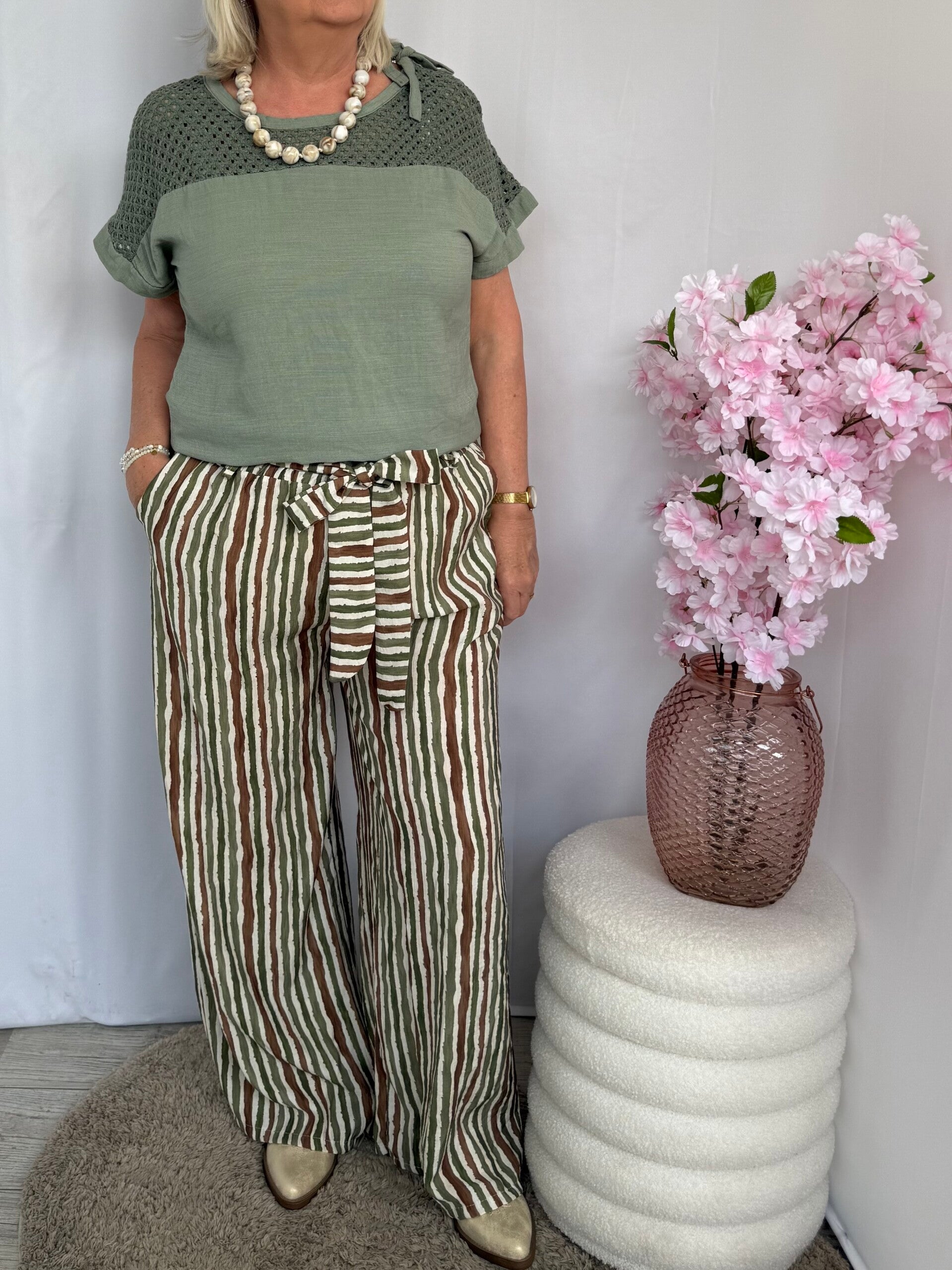 Broek Stripe Groen
