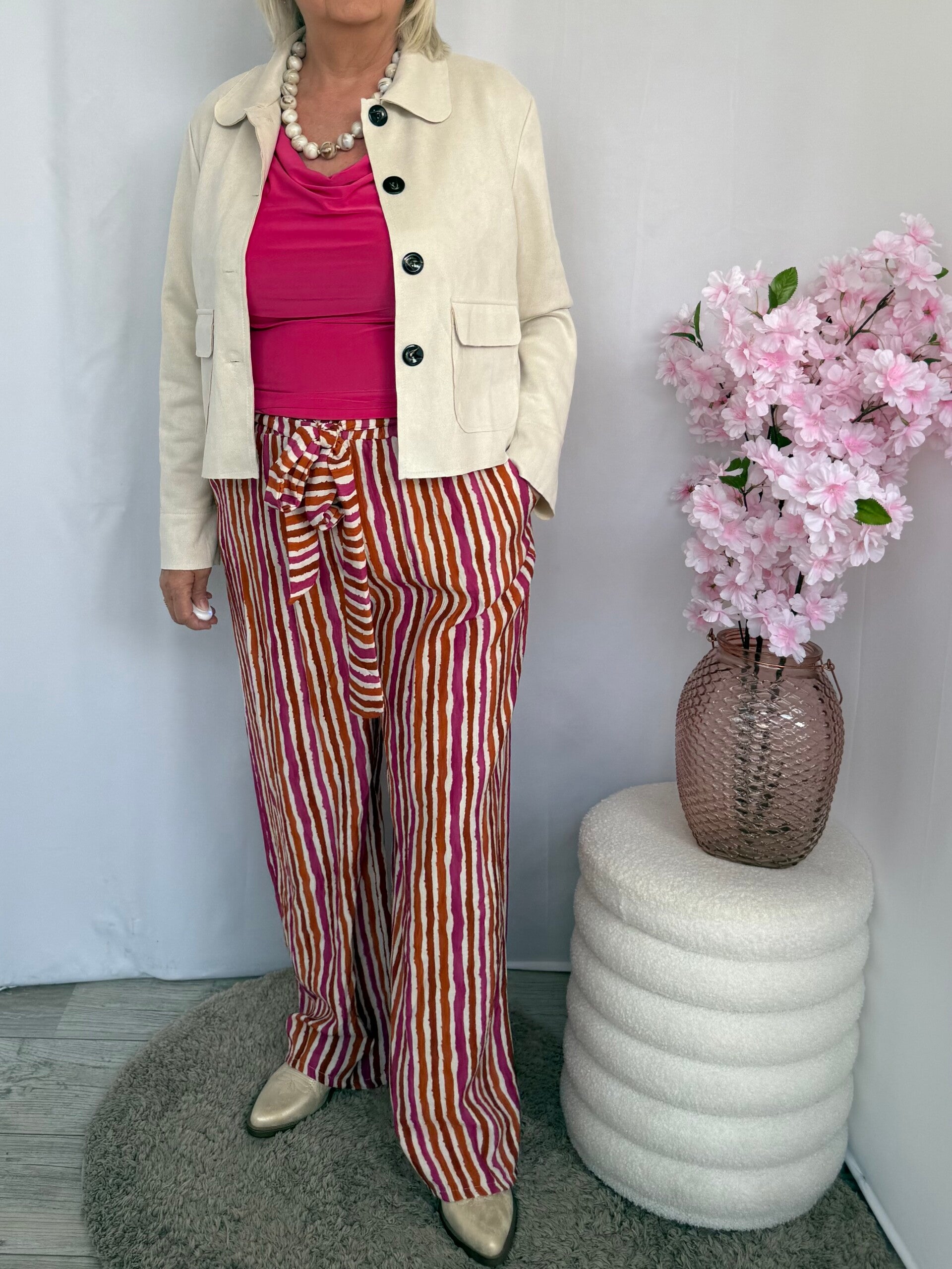 Broek Stripe Fuchsia