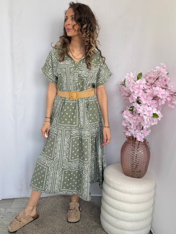 Jurk: Paisley Belt Groen