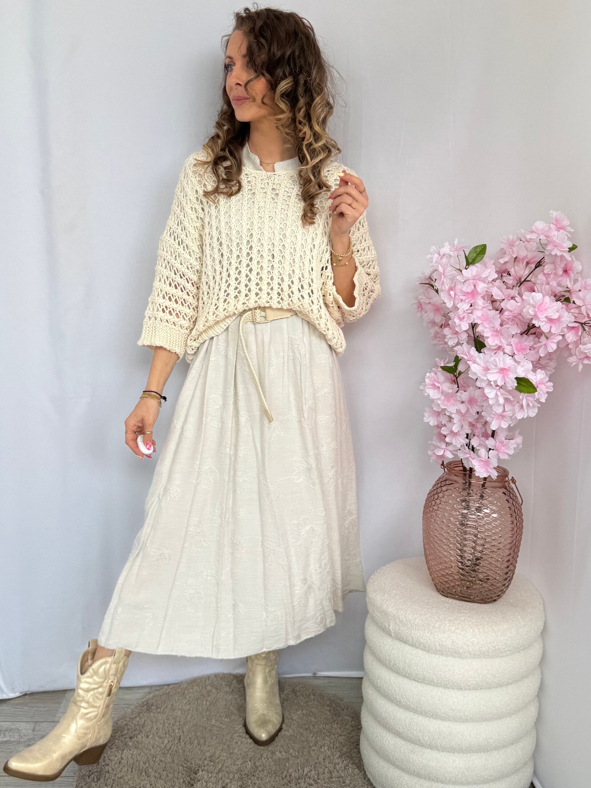 Schoenen: Enkelboot Western Beige