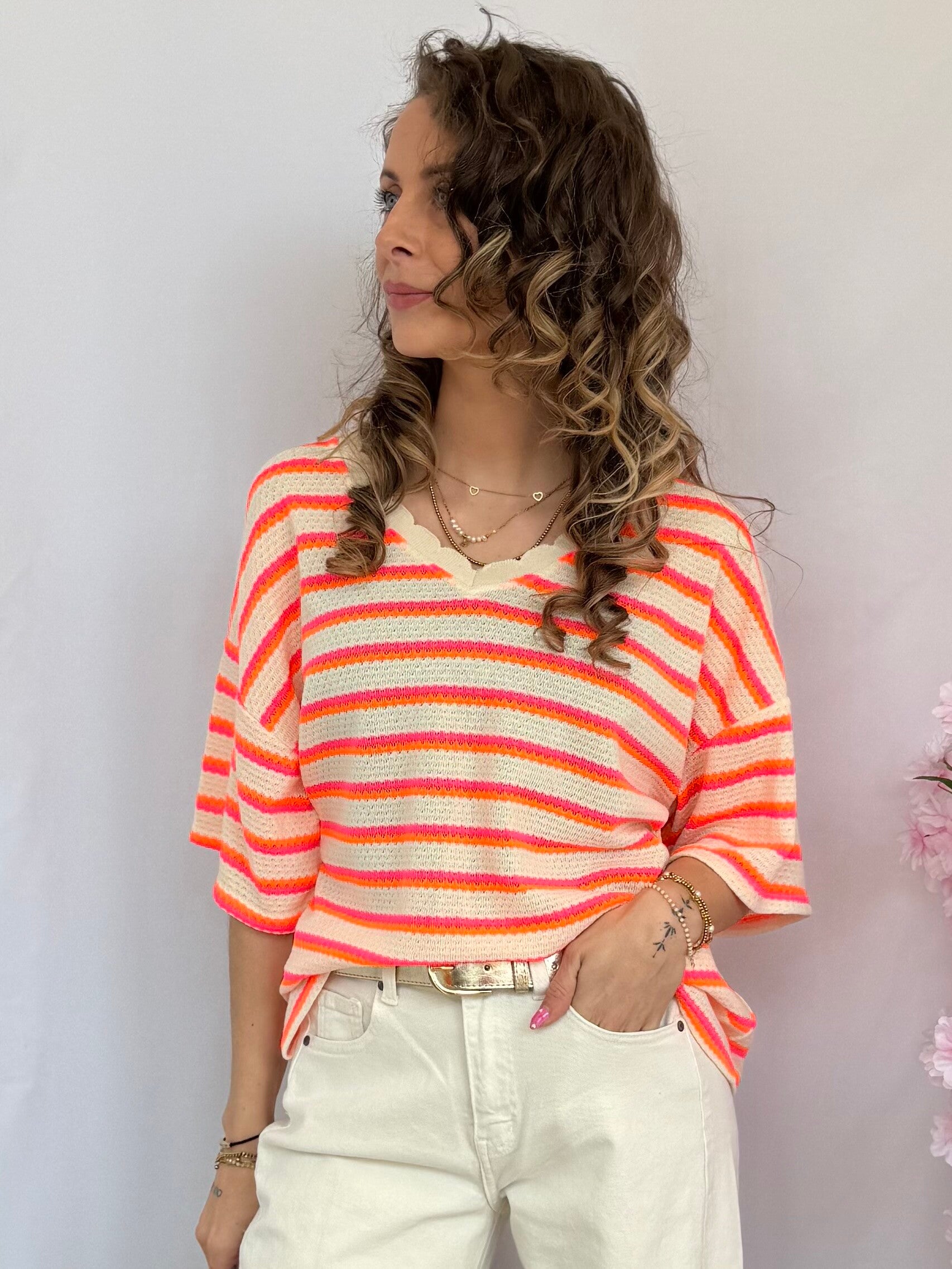 T-shirt Stripe Neon Pink