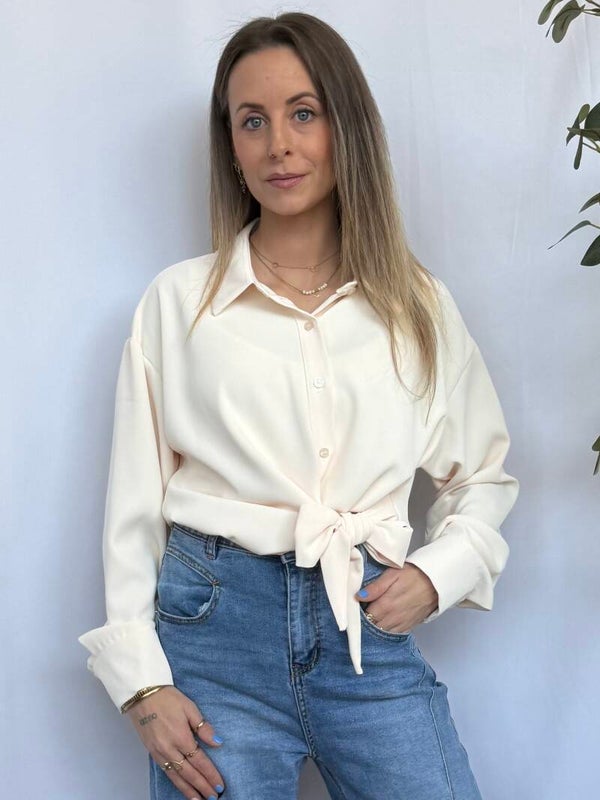 Blouse: Strik Gebroken Wit