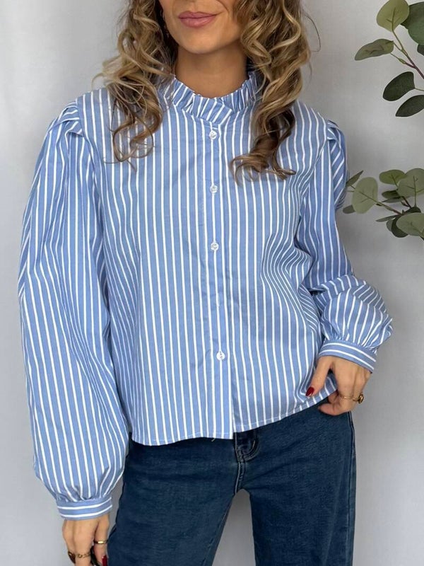 Blouse streep turtel Blauw