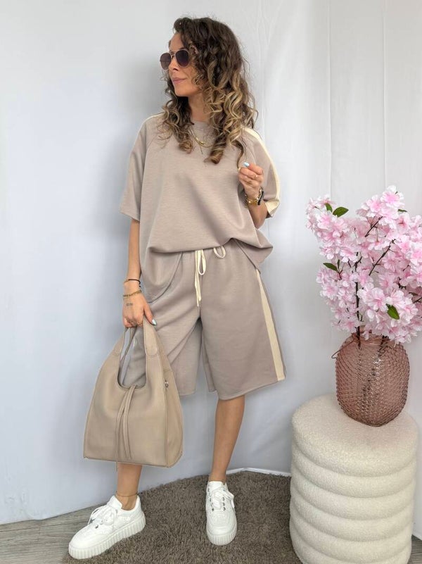 Set: Comfy midi short Beige