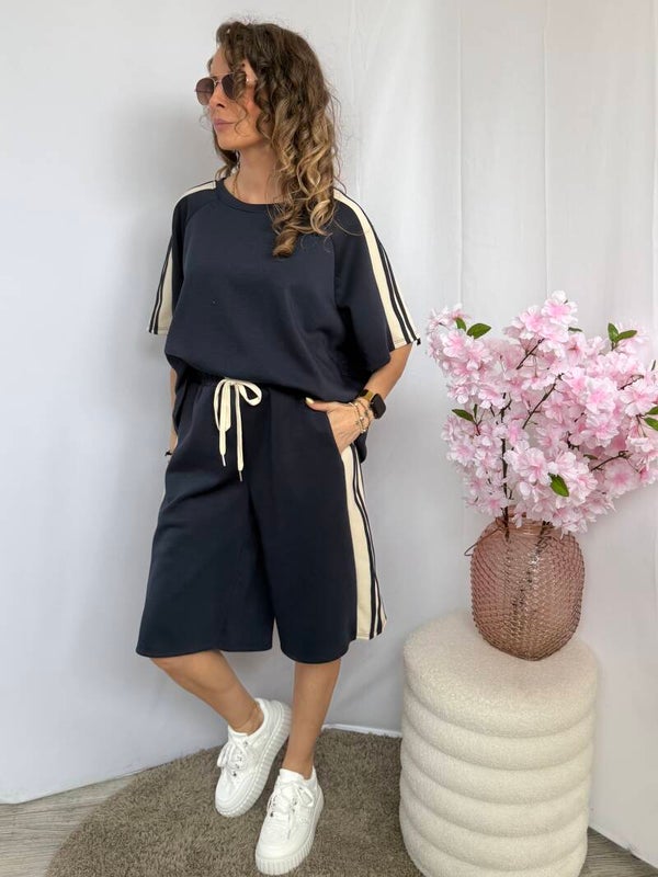 Set: Comfy midi short Donker Blauw