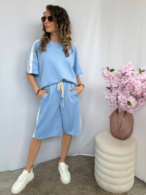 Set: Comfy midi short Blauw