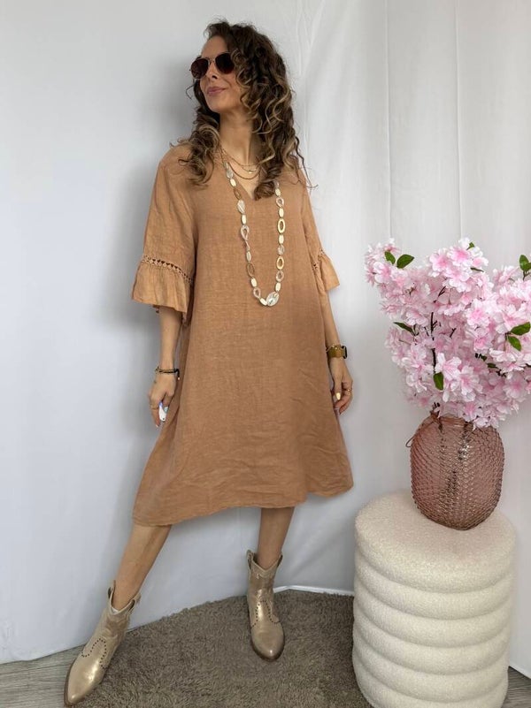 Jurk: Linnen Camel