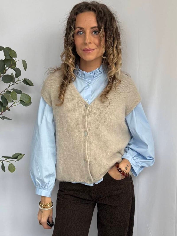 Gilet: Baby Alpaca Beige - Stapelkorting