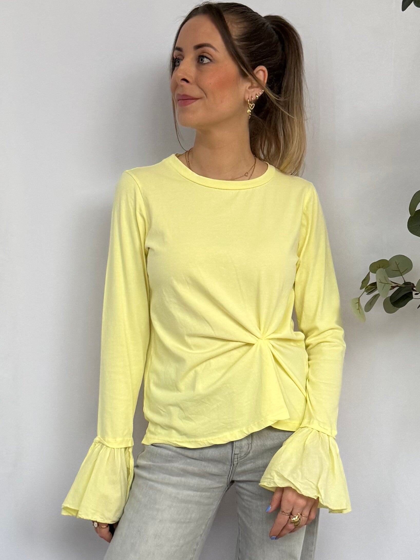 Top: Ruffle Mouw Geel