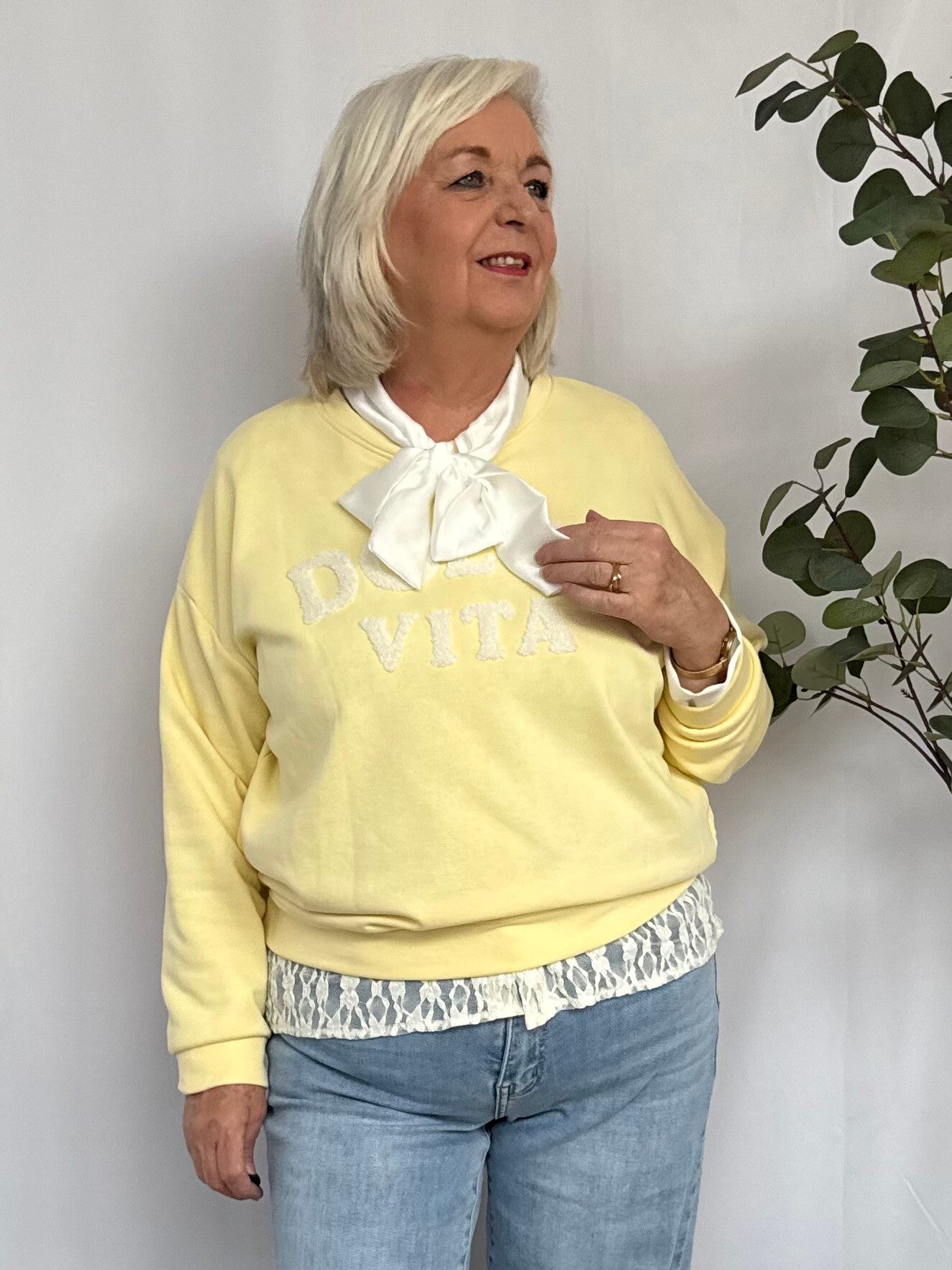 Blouse: Kant Strik Wit