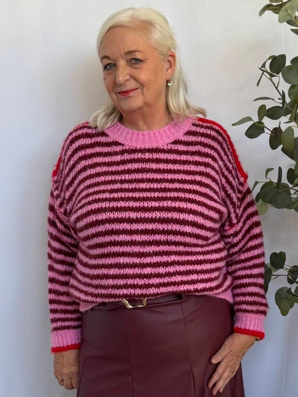 Trui: Candy Stripe Bordeaux