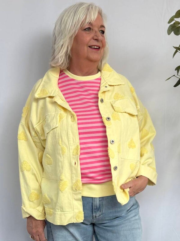 Jasje: Spijkerjas Hartjes Geel