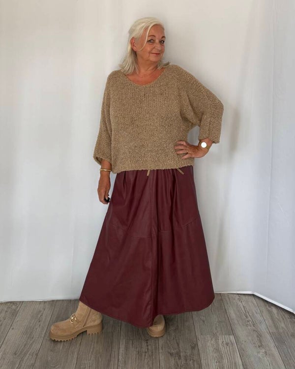 Leatherlook rok Bordeaux