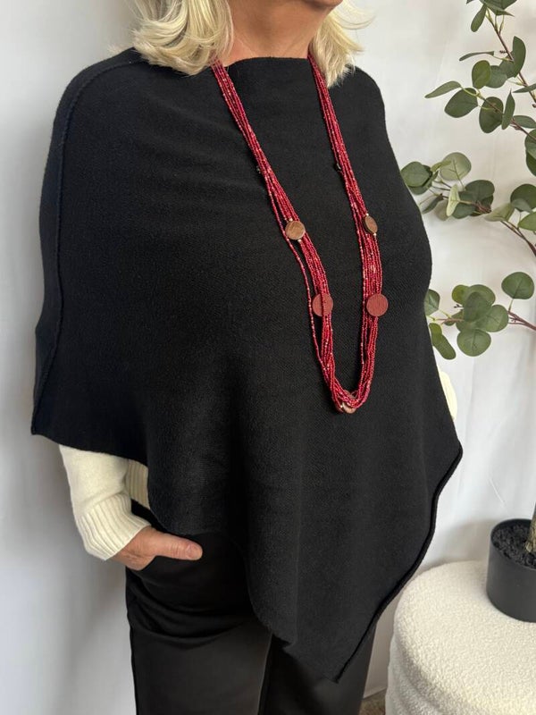 Poncho viscose Zwart