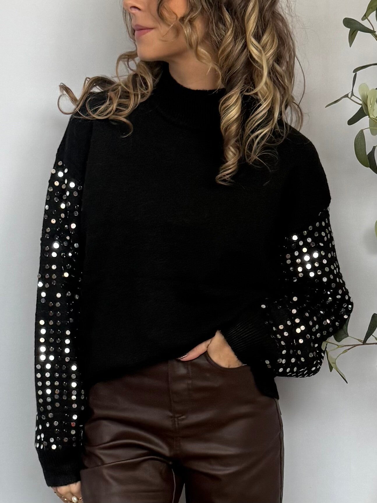 Trui: Pailletjes Zwart