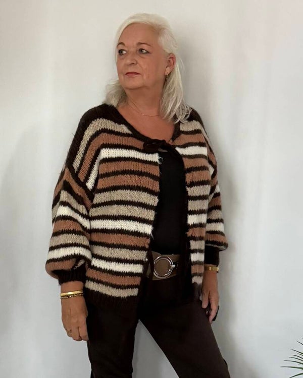 Vest: Strik Bruin - Stapelkorting