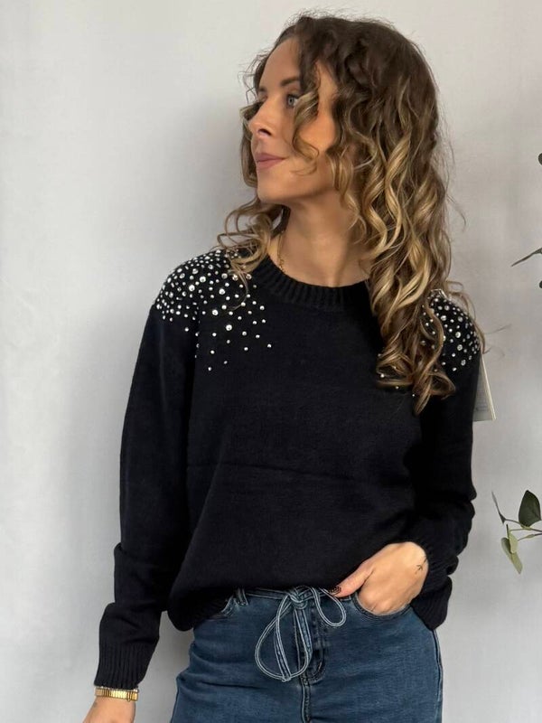 Trui: Glittersteentjes Donker Blauw