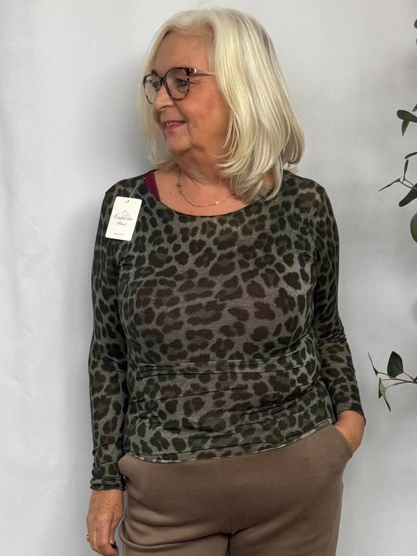 Longsleeve Leopard cashmere Groen