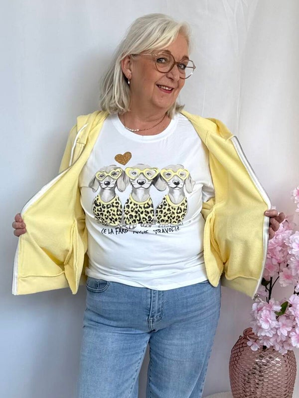 T-shirt: Lovely Dogs Geel