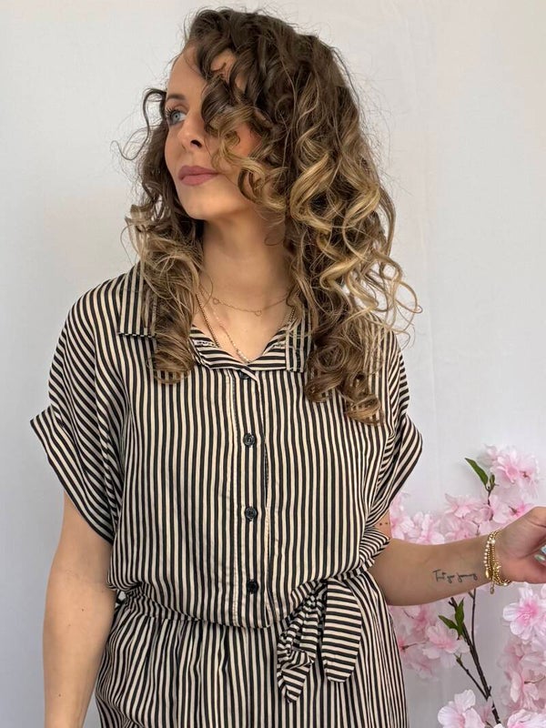 Blouse: Streep Zwart