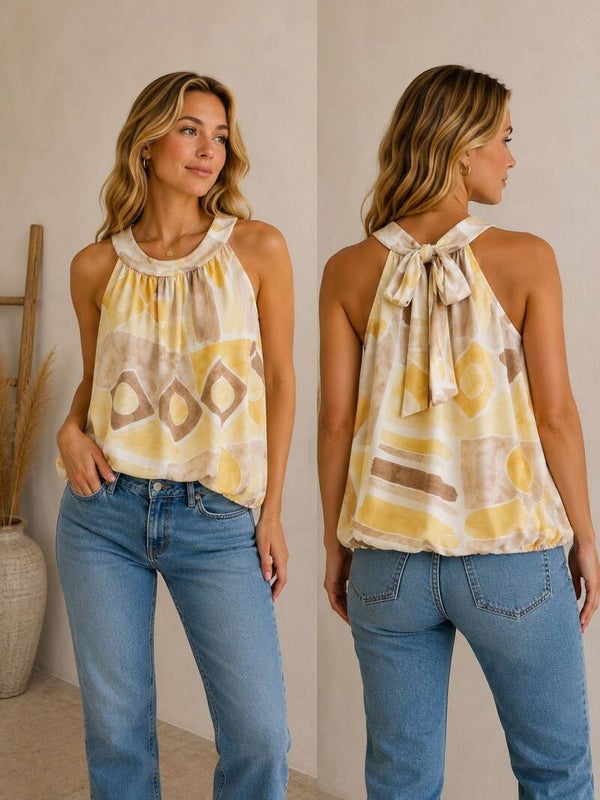 Top: Haltertop Noa Geel