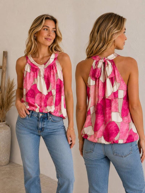 Top: Haltertop Noa Fuchsia