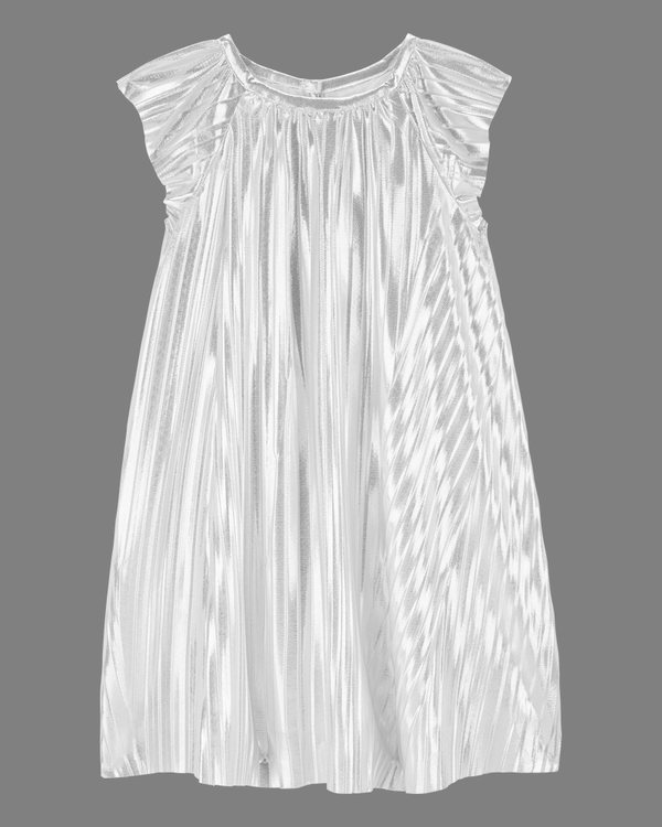 TODDLER GIRL SHINE METALLIC PLEATED DRESS