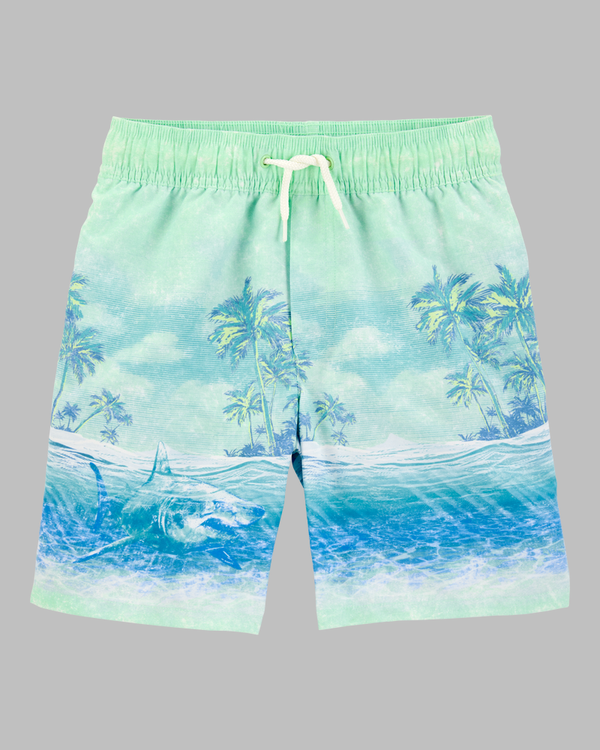 BOYS SHARK PRINT SWIM TRUNKS