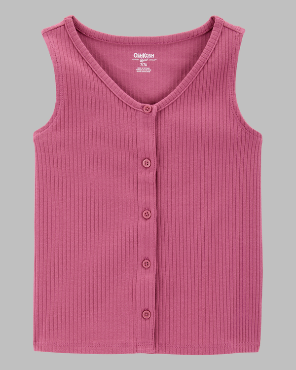 GIRLS RIBBED BUTTON FRONT VEST PURPLE