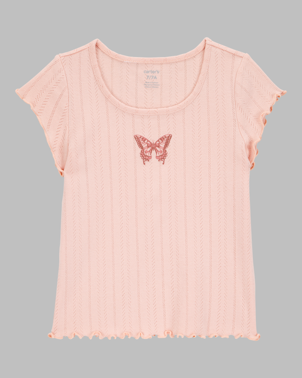 GIRLS "BUTTERFLY" POINTELLE TOP