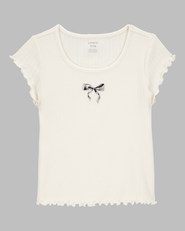 GIRLS "RIBBON" POINTELLE TOP
