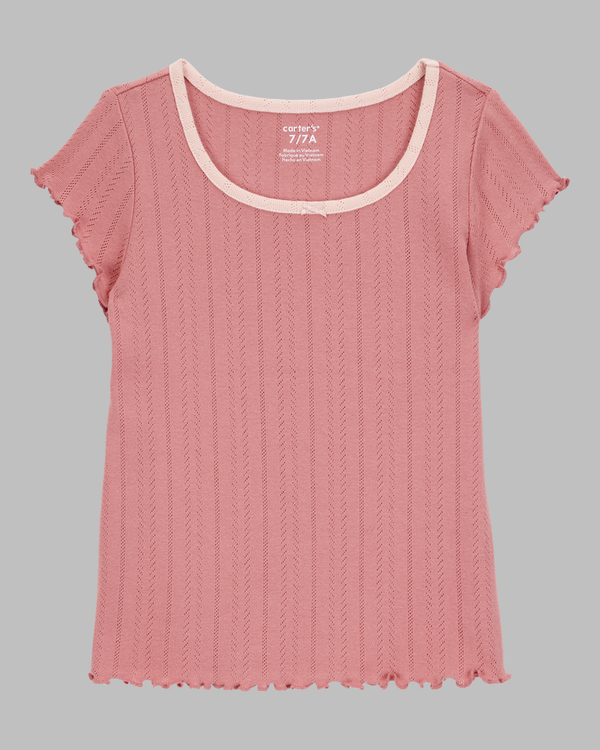 GIRLS PINK POINTELLE TOP