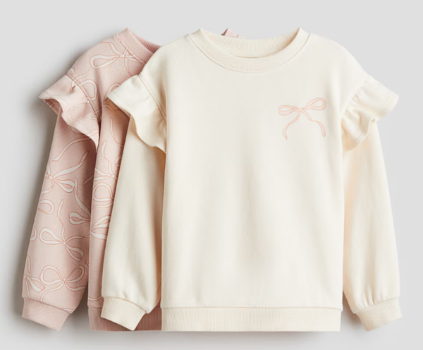 GIRLS LIGHTWEIGHT PRINTED RUFFLE SWEATSHIRT