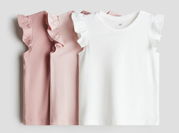 GIRLS FLUTTER SLEEVE COTTON JERSEY TOP