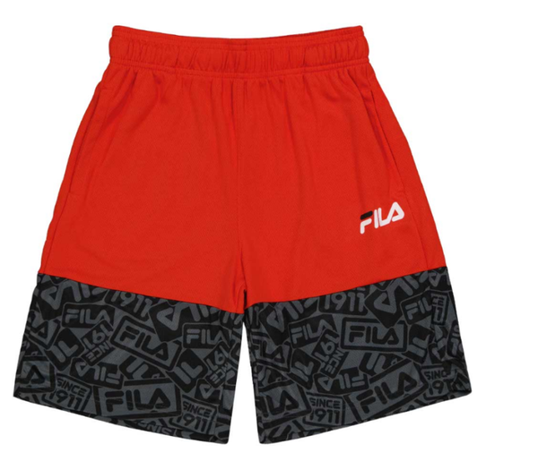 BOYS MESH AOP SHORTS (RED/BLK)