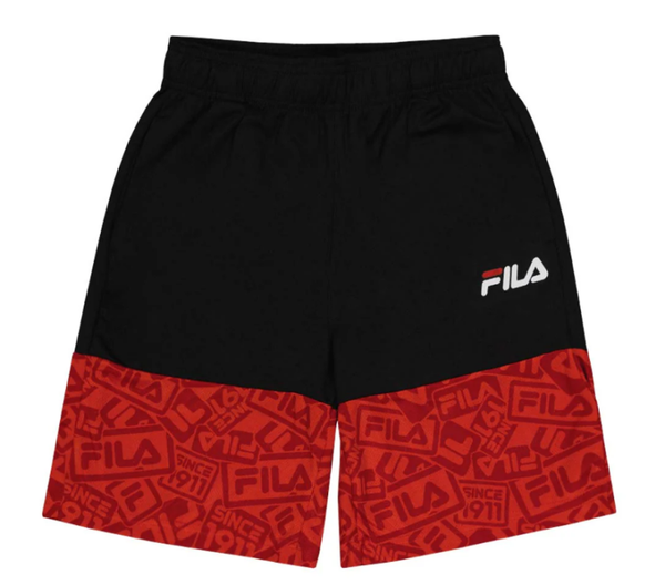 BOYS MESH AOP SHORTS (BLK/RED)