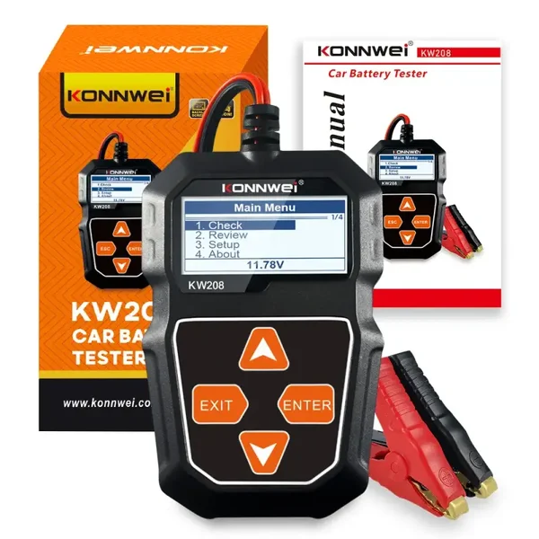Konnwei KW208 – Digitale 12V Batterijtester voor Auto’s | AGM & Loodzuur