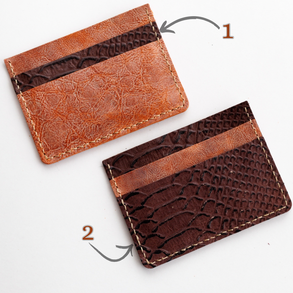 Echt leren pasjes houder - Bordeaux croco