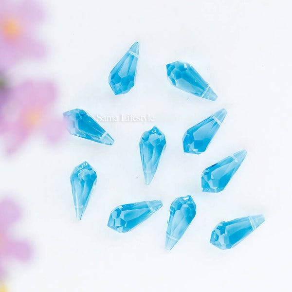 Hangers - blauwe glas pegels 20x9mm | per 10 stuks