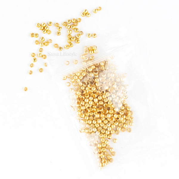 Onderdelen - Goud metalen knijpkralen 3mm | per 15 gram