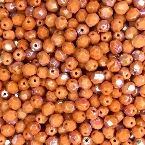 Tsjechisch glas - facet oranje electro plated 6mm | per 25 gram