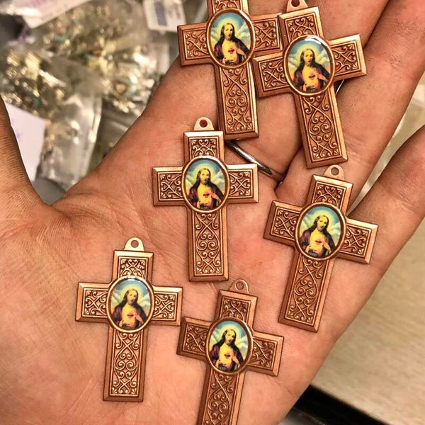 Hanger - Rose kleurig kruis | per 6 stuks