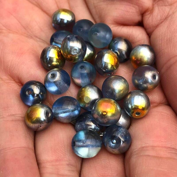 Tsjechisch glas - ronde 10mm blauwe electro kralen | per 25 gram