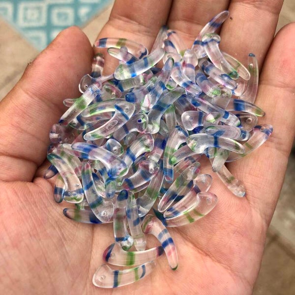 Tsjechisch glas - transp. haakjes 16x6mm | per 150 stuks (grootverpakking)