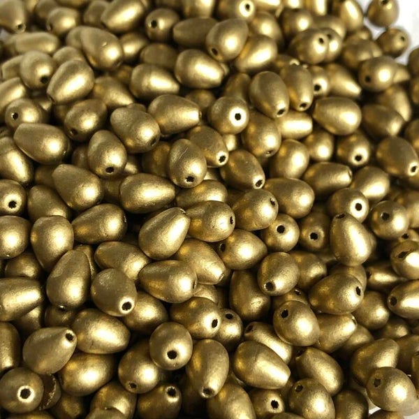 Tsjechisch glas - goudkleurige druppels 6mm | per 20 gram