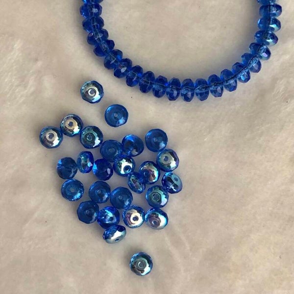 Tsjechisch glas - Facet rondellen blauw electroplated 6mm | per 20 gram