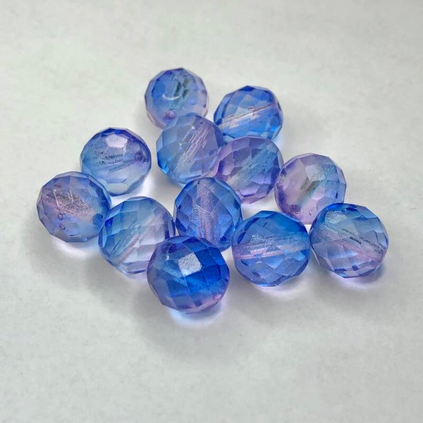 Tsjechisch glas - 12mm facet blauw paars | per 25 gram