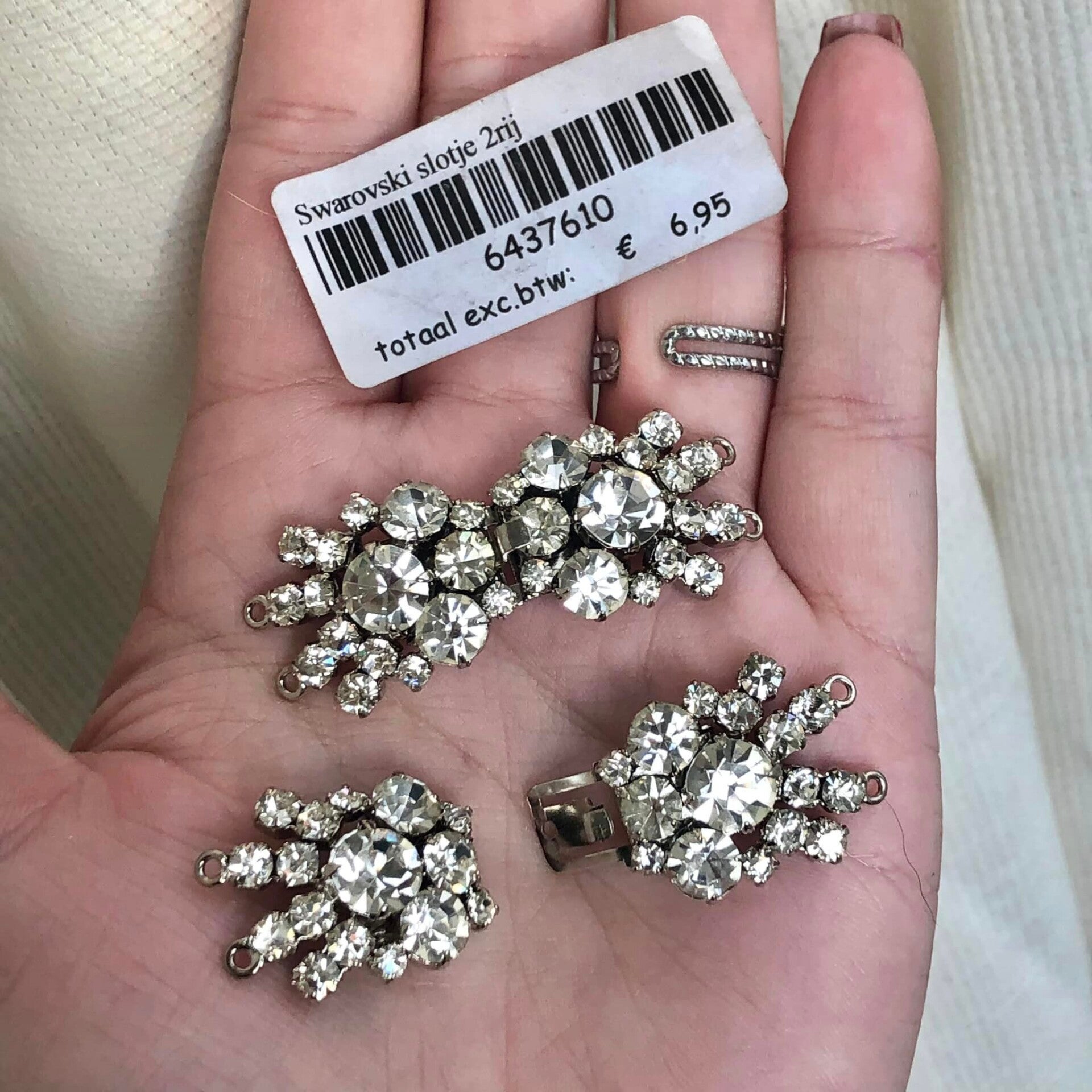 Luxe slot - 2 verdeler met Swarovski stras | per stuk